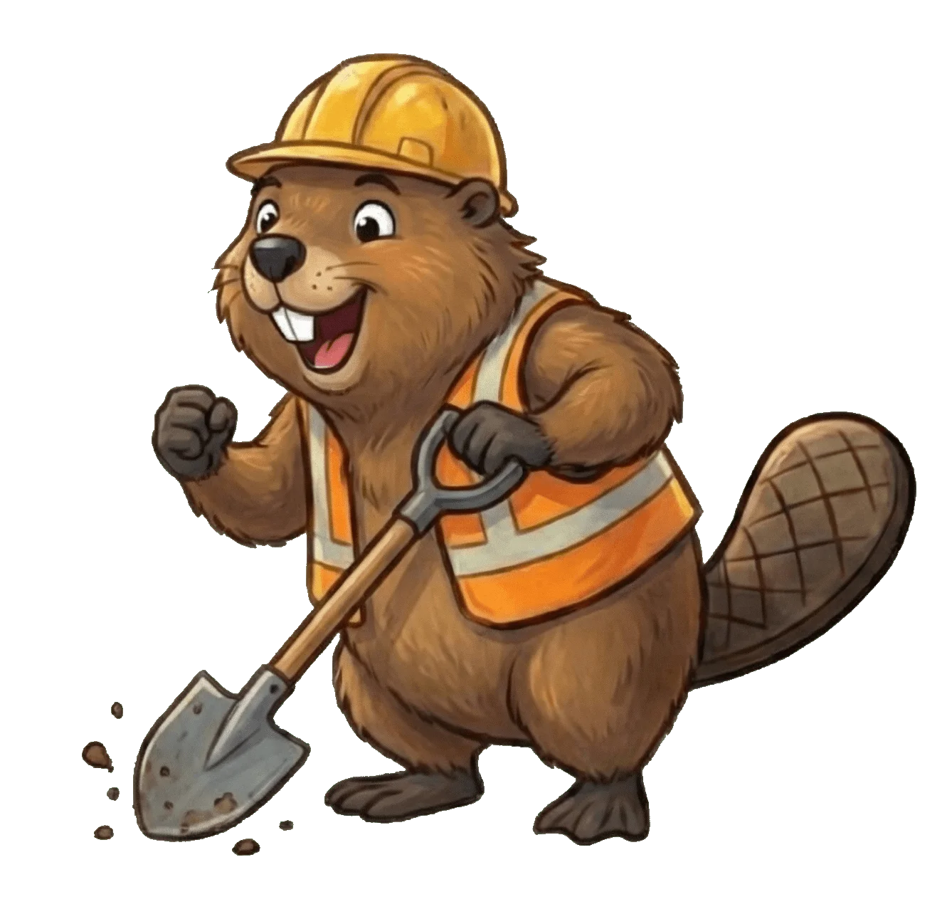 beaver with a hardhat and shovel representing the machine controller manager